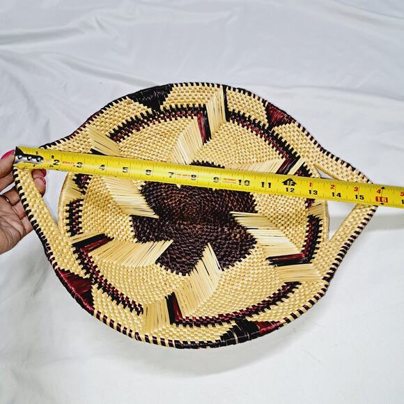 African Soe Tray Handmade Woven Sea Grass Bread Server Fruit Basket 14 x 3 - Picture 3 of 5